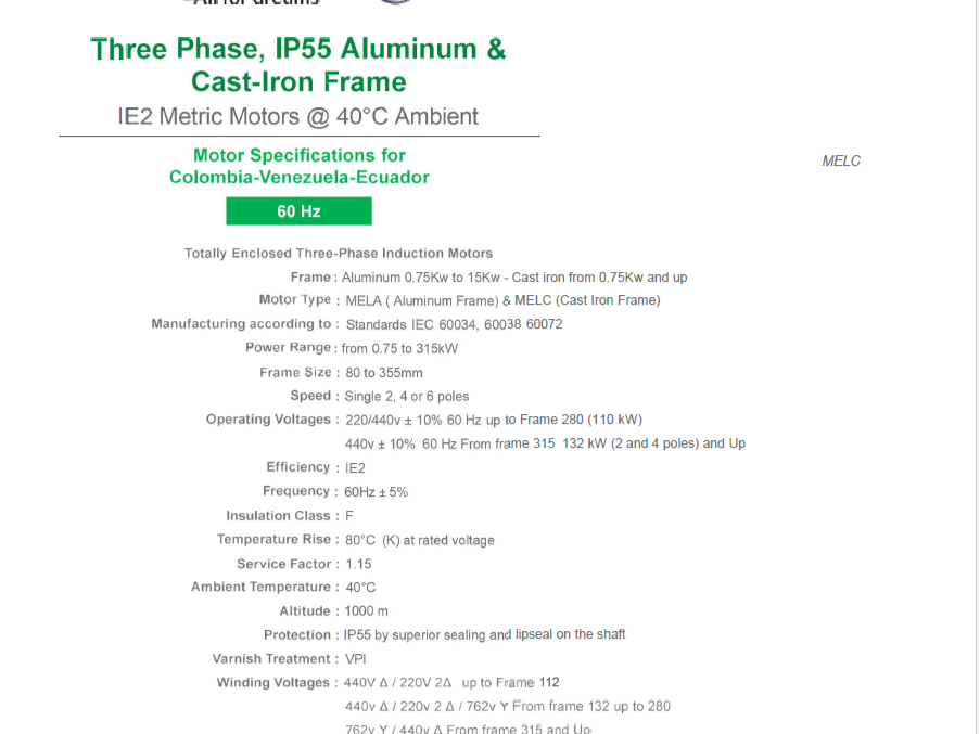 MOTOR TRIF 1.5HP 3600RPM 80F NIDEC US MOTORS IP55